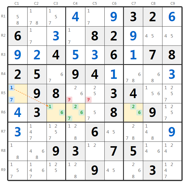 WXYZ-Wing उदाहरण 1